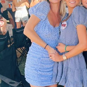 Blue and white mini dress